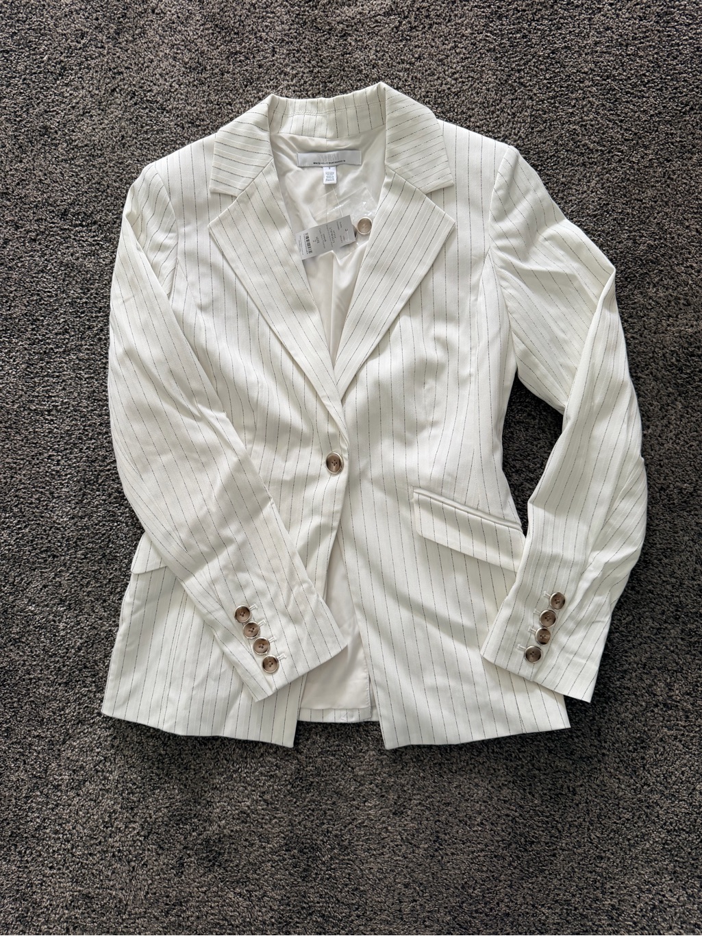 White House Black Market White Pinstripe Blazer